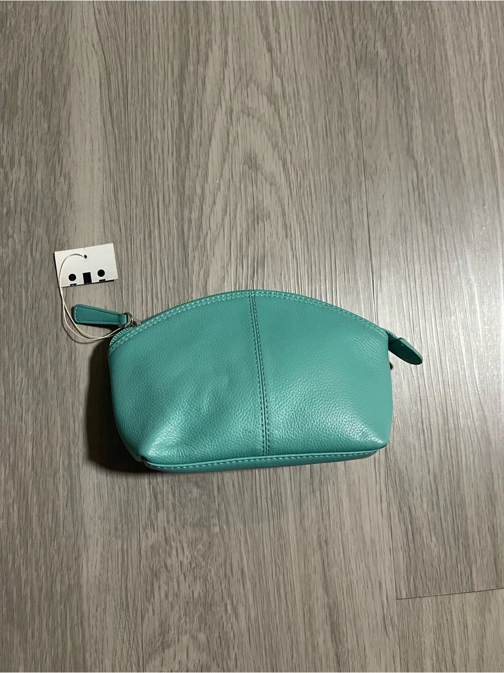 Teal Leather Cosmetic Pouch